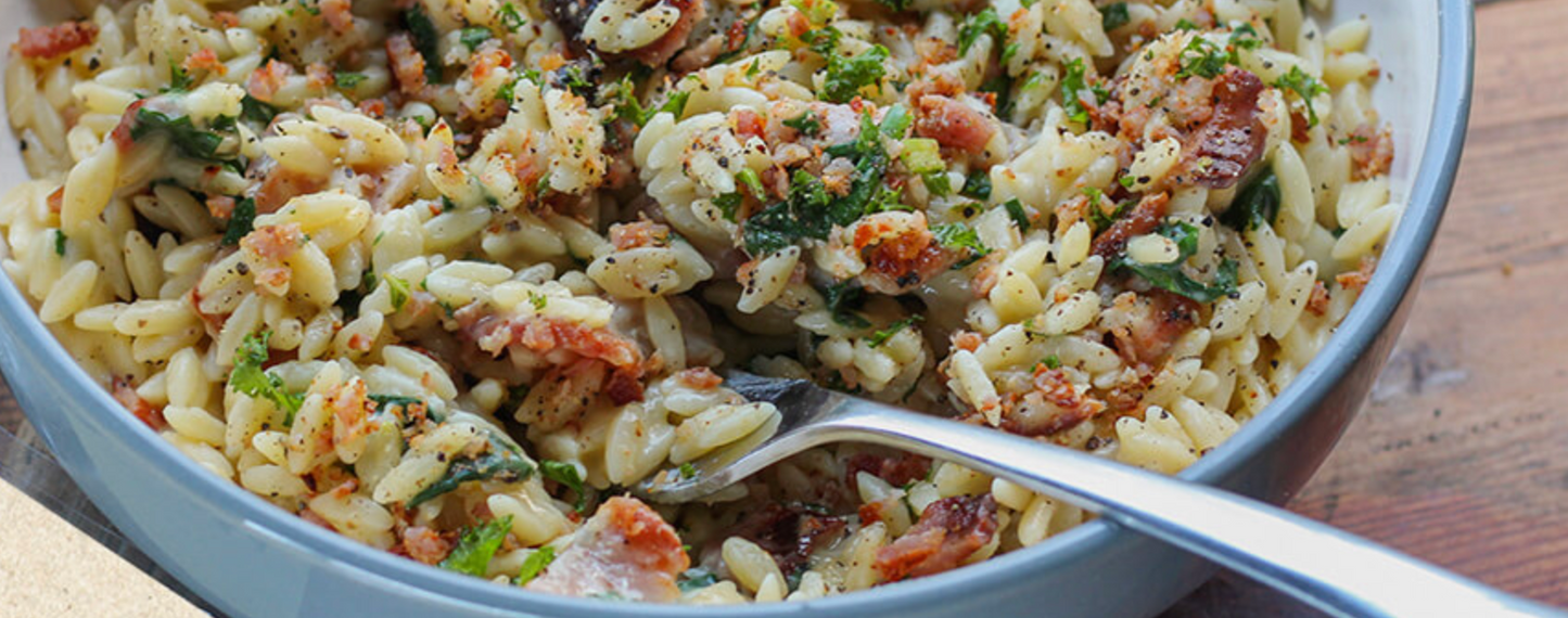 Bacon Orzo Carbonara