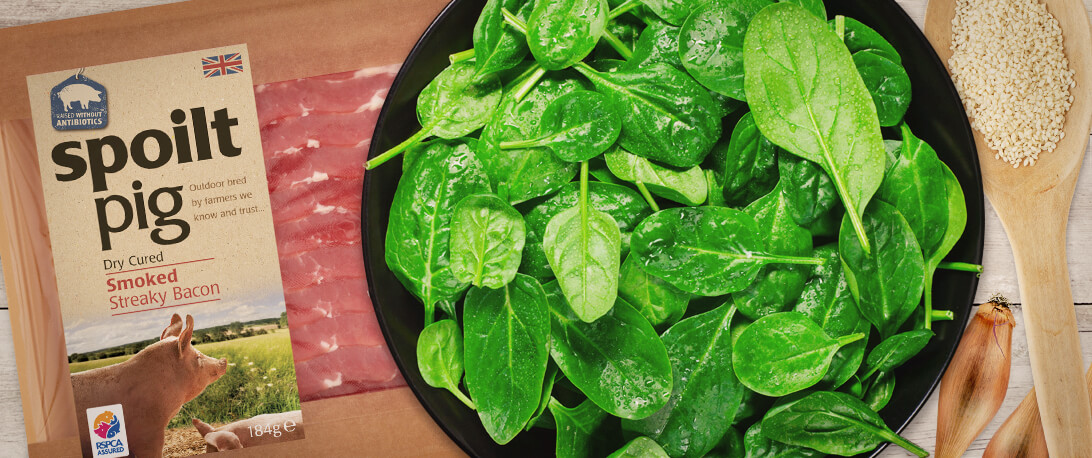 spoiltpig - Recipe header - Spinach bacon salad